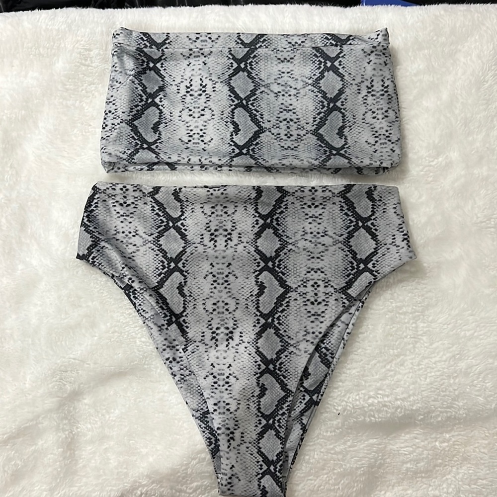 Black and Grey Snakeskin Bikini